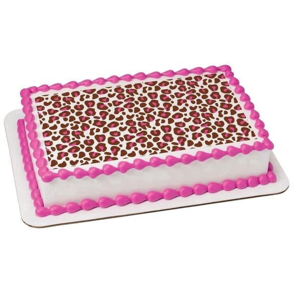 Pink Cheetah Pattern Edible Image Cake Topper for Quarter Sheet Cake, by Tnct. (1 Count)