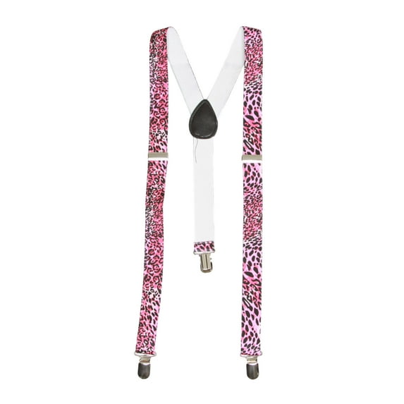 Pink Cheetah Print 3 Clip Stretchable Suspenders