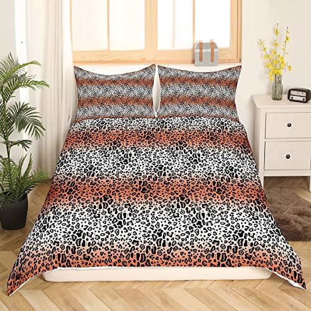 Pink Cheetah Print Duvet Cover Queen Chic Leopard Bedding Set Jungle