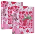 thumbnail image 1 of Pink Cheetah Strawberries 3 Ring Binders 1.5 inch Hardcover File Folders with Interior Pockets A4 Size Organizer for School Office Hospital, 1 of 8