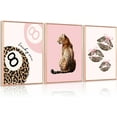 thumbnail image 1 of Pink Cheetah Wall Art Decor Leopard Preppy Trendy Canvas Poster Fashion Aesthetic Room Decor Y2k 8 Ball Prints Coquette Bow Picture Pink Lucky Painting for Dorm Girls Bedroom Unframed, 1 of 6
