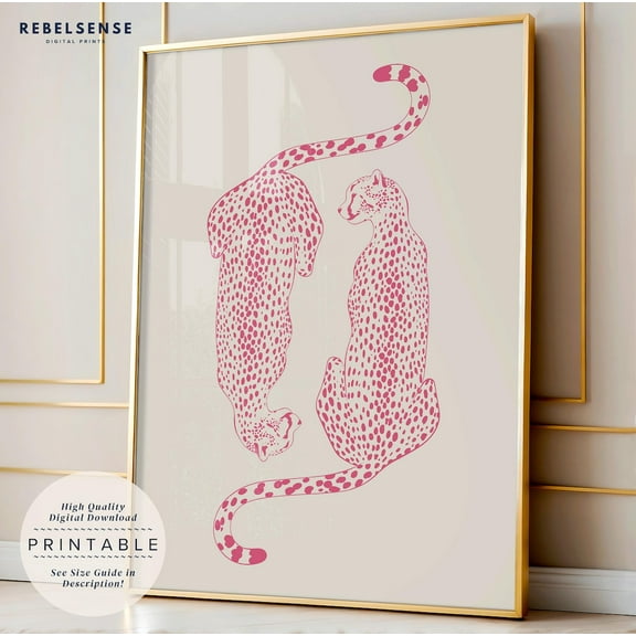 Pink Cheetah Wall Print, Trendy Pink Funky Wall Art, Cheetah Poster, Apartment Decor, Preppy Room Decor, College Dorm Decor, Leopard Poster Wall Art, Modern Wall Decor, 16x24 UNFRAMED
