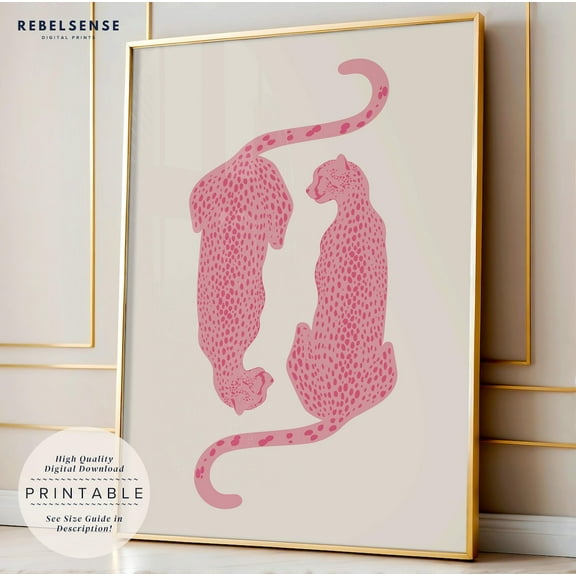 Pink Cheetah Wall Print, Trendy Pink Funky Wall Art, Cheetah Poster, Apartment Decor, Preppy Room Decor, College Dorm Decor, Leopard Poster Wall Art, Modern Wall Decor, 8x12 UNFRAMED