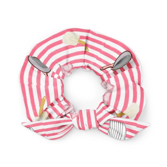 Pink Chef Trendy Recycled Bow Scrunchie – Stylish & Eco-Friendly
