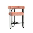 thumbnail image 1 of Pink Chenille Bar Stools Of 1. Modern Design With Padded Back, Thick Cushion & Metal Legs For Pub, Club, Kitchen 1 Stools. With Comfy ,, 1 of 6