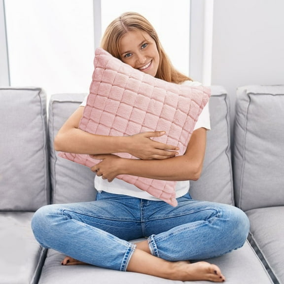 Pink Chenille Sofa Pillowcase - 18x18in, Soft Comfortable, Multifunctional for Living Room, Bedside & Window, Durable & Easy to Clean - 1 Piece, No Insert
