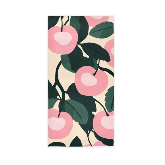 Pink Cherries Pattern Face Towel Absorbent Hand Towels Bath Sport Gym