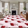 thumbnail image 1 of Pink Cherry Area Rugs 8'x10', Washable Small Throw Rugs for Living Room Patio, Farmhouse Watercolor Cherries Fruits Indoor Outdoor Rug Non-Slip Low Pile Carpet Runner Reversible Floor Mats, 1 of 8