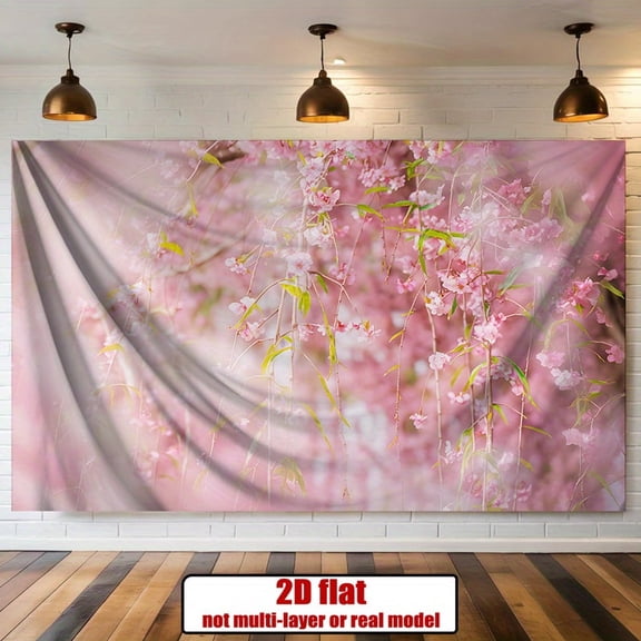 Pink Cherry Blossom Backdrop Blush Pink Floral Birthday for Girls Spring Pastel Pink Sakura Wedding Birthday Party Decorations Banner Supplies Photo Booth Props