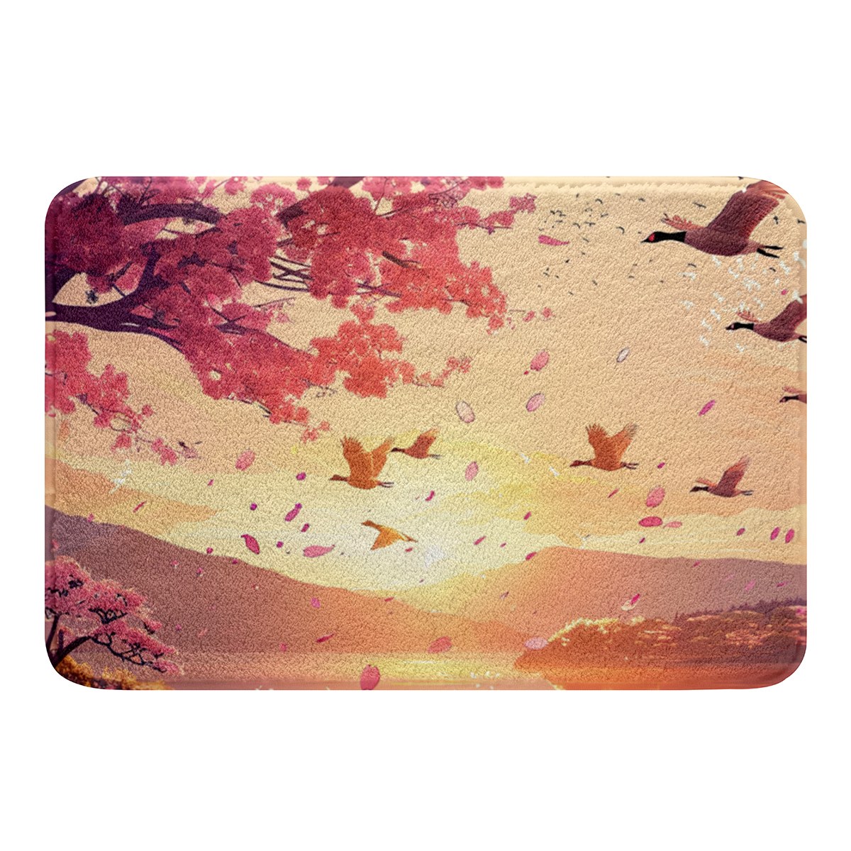 Pink Cherry Blossom Bathroom Rugs Japanese Style Flowers 20"x32" Rug ...