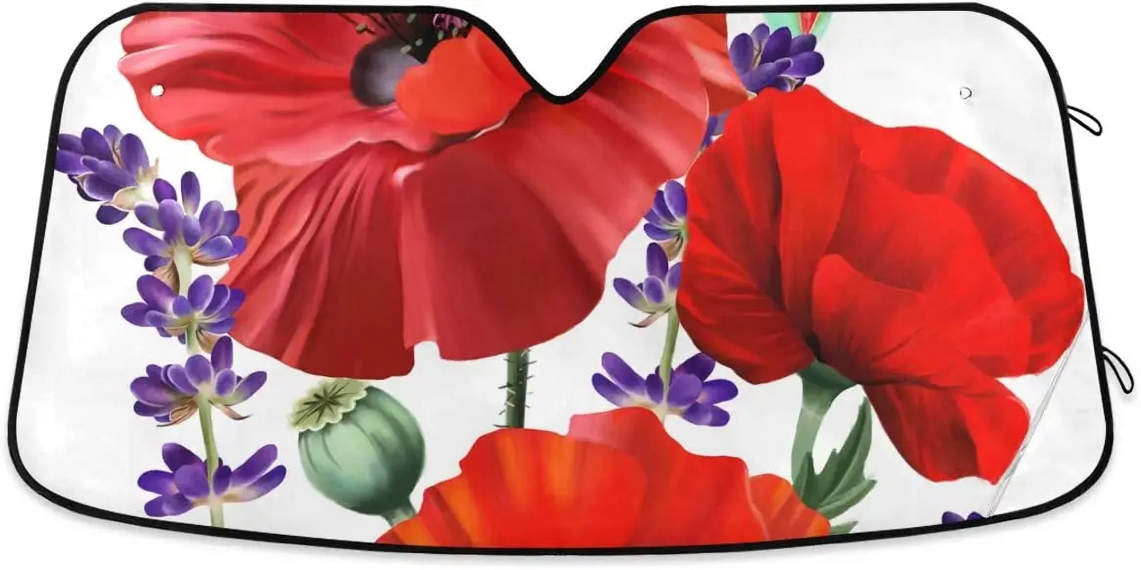 Pink Cherry Blossom Car Windshield Sun Shade Block UV Rays Sun Visor Protector Accordion Folding