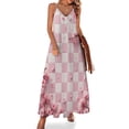 thumbnail image 1 of Pink Cherry Blossom Checkered Pattern Sleeveless Dress Dresses Women Summer Women's Summer Clothing, 1 of 9