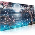 thumbnail image 1 of Pink Cherry Blossom Gaming Mouse Pad XXL Sakura Tree Blue Ocean Moon Night Extended Big Large Desk Mat Non-Slip Rubber Base Stitched Edge Long Keyboard Mousepad for PC Computer Laptop,35.4×15.7 in, 1 of 16