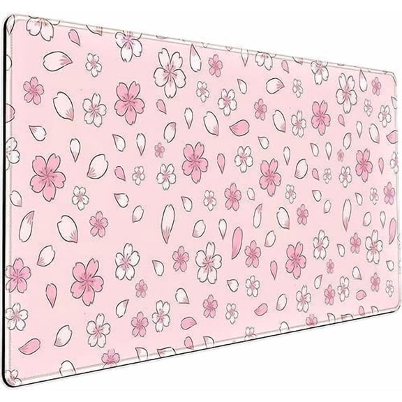 Pink Cherry Blossom Large Mouse Pad XXL 31.5''x15.7'', Pastel Anime Aesthetics Desk Pad Keyboard Mat Big Gaming Deskmat, Extended Mousepad Desk Accessories for Women Office Decor