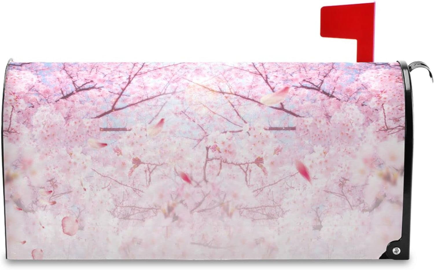 Pink Cherry Blossom Mailbox Covers Magnetic Spring Flowers Floral Mailbox Cover Wraps Standard Size 18"X21" Post Letter Box Cover Garden Decorations