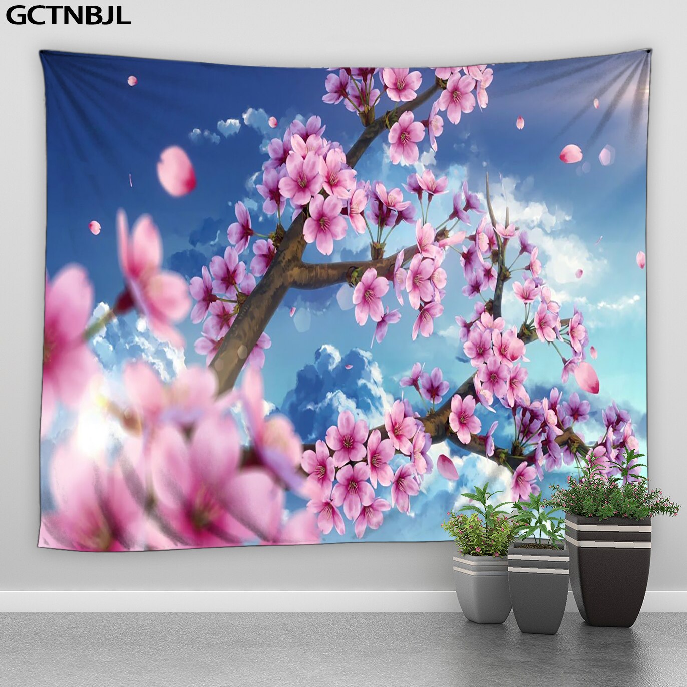 Pink Cherry Blossom Mount Fuji Tapestry Wall Hanging Cute Japanese