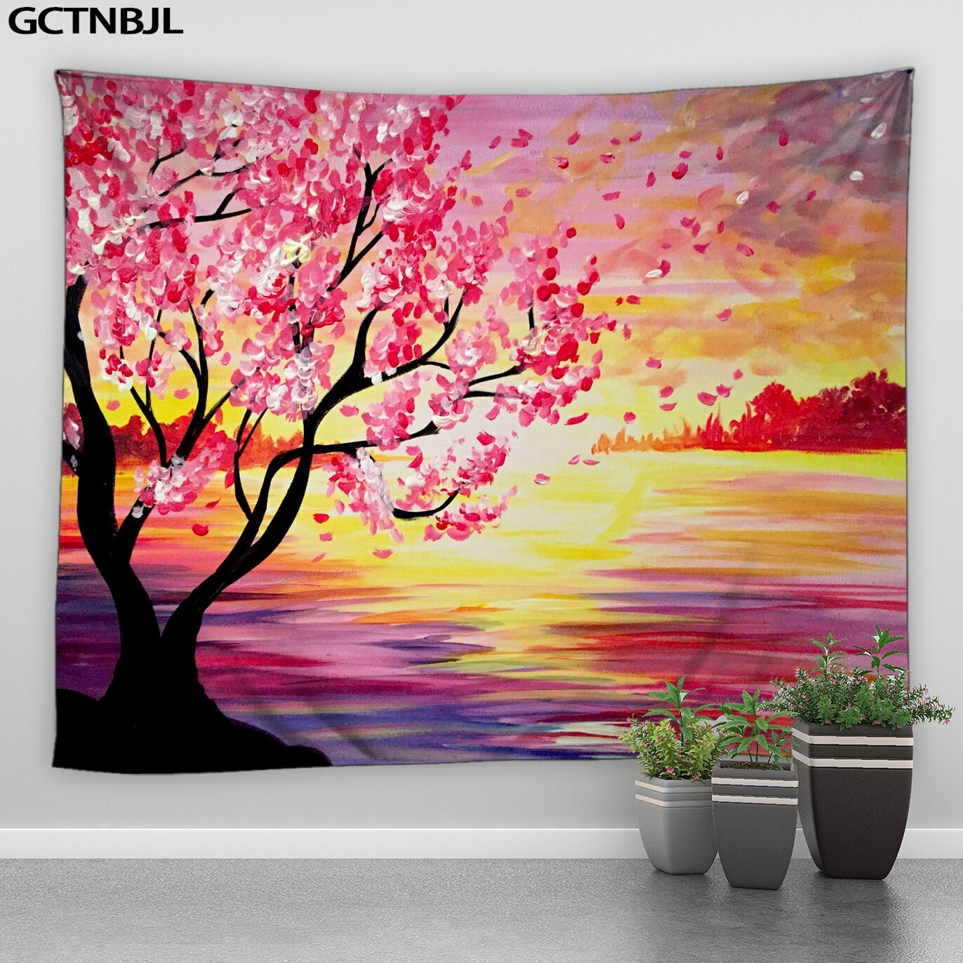 Pink Cherry Blossom Mount Fuji Tapestry Wall Hanging Cute Japanese