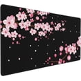 thumbnail image 1 of Pink Cherry Blossom Mouse Pad 35.4x15.7 Inch Black XXL Large Gaming Extended Mousepad Big Desk Pad Stitched Edges Rubber Keyboard Mat for Office Desktop, 1 of 5