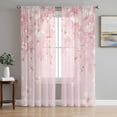 thumbnail image 1 of Pink Cherry Blossom Sheer Curtains 108 Inch Length 2 Panels Set, Spring Modern Farmhouse Floral Voile Window Treatment Semi Sheer Long Curtains Drapes for Bedroom/Living Room/Kitchen 52"x108"x2, 1 of 7