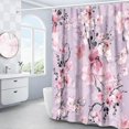 thumbnail image 1 of Pink Cherry Blossom Shower Curtain, Japanese Watercolor Flower Shower Curtain Decoration Set, Easy Care Waterproof Shower Curtain Machine Washed Durable Polyester Fabric, 72" x72", 1 of 6