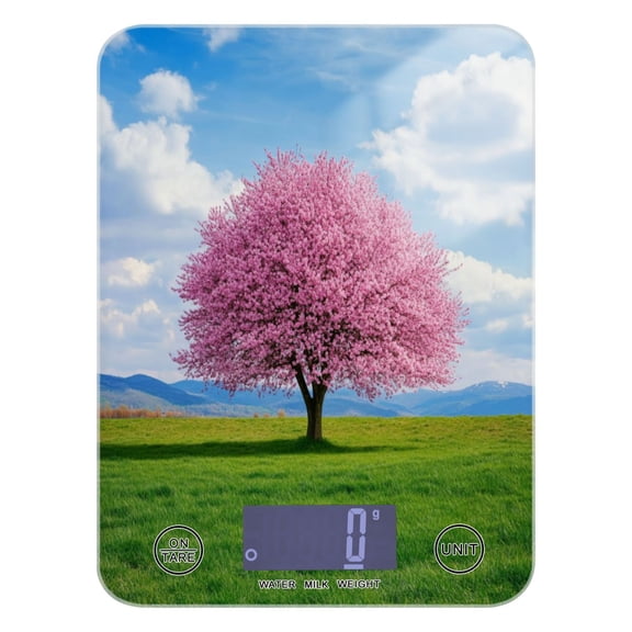 Pink Cherry Blossom Tree Food Scale Digital Kitchen Scale Waterproof Grams Ounces lbs for For Baking and Cooking