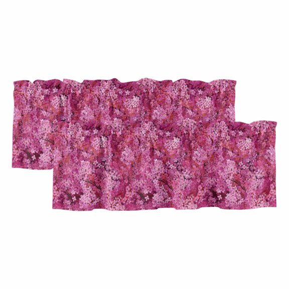 Pink Cherry Blossom Valances for Windows, Spring Flowers Modern Abstract Art Light Filtering Kitchen Curtains, Rod Pocket Window Valance Curtains for Living Room Bedroom, 42" W x 12" L, 2 Panels
