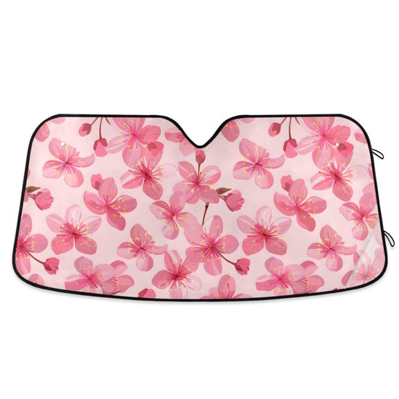 Pink Cherry Blossoms Car Windshield Sun Shade Foldable Car Front Window Visor Heat and UV Protection 53x23.5