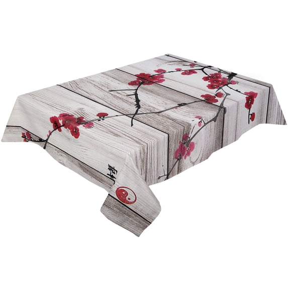 Pink Cherry Blossoms Flower Table Cloth Waterproof Dining Tablecloth Kitchen Decorative Coffee Cuisine Party Table Cover