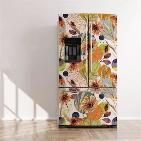 Pink Cherry Blossoms Flowers Refrigerator Stickers Spring Sakura Floral Fridge Wallpaper Decal Self-adhesive Mural Kitchen Decor