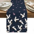 thumbnail image 1 of Pink Cherry Blossoms Table Runner - 72 Inch Long, Kitchen Dining Table Runner Dresser Scarves, Japanese Crane Navy Blue Farmhouse Decor for Coffee Tables Wedding Party Banquet, 1 of 7
