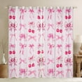 thumbnail image 1 of Pink Cherry Bow 30%-50% Blackout Curtains Cute Silk Ribbon Bowknot Curtains 2 Panels (38Wx45L),Princess Bow Tie Curtains And Drapes Dreamy Kawaii Window Curtains, 1 of 5