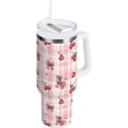 thumbnail image 1 of Pink Cherry and Bow Pattern 40 oz Tumbler with Handle Straw Lid | Insulated Cup Reusable Stainless Steel Water Bottle Travel Mug Cupholder Friendly | Gifts for Women Men Him Her | Trek Colle, 1 of 6