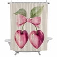 thumbnail image 1 of Pink Cherry Bow Shower Curtain for Bathroom, Spring Sweet Heart-shaped Cherry Linen Texture Waterproof Cloth Fabric Bathroom Accessories Set with 12 Rust Proof Plastic Hooks, 36"x78", 1 of 9