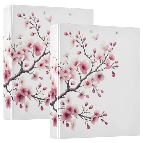 Pink Cherry Branch Hardcover 3 Ring Binder 1.5 inch Round Rings with Interior Pockets Binders Organizer Office School 1 Pack