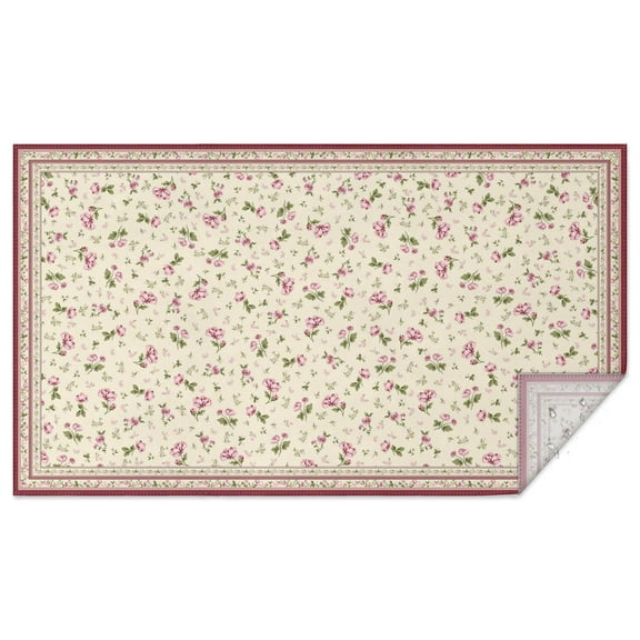 Pink Cherry Rose Flower Tablecloth,Oil Proof Spill Proof Polyester Table Cover for Rectangle Tables,Durable Tablecloth Decoration Tablecloths for Birthday Picnic Wedding Tea Party Decorations