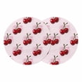 thumbnail image 1 of Pink Cherry Round 13 Inch Placemats Set of 2, Farmhouse Watercolor Cherries Fruits HeatResistant Non Slip Place Mats for Dining Table, Wipeable Braided Kitchen Table Mats for Housewarming, 1 of 9