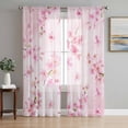 thumbnail image 1 of Pink Cherry Sheer Curtains 72 Inch Length 2 Panels Set, Spring Botanical Blossoms Flowers Floral Voile Window Treatment Rod Pocket Curtains Sheers Drapes for Bedroom/Living Room/Kitchen 52"x72"x2, 1 of 7