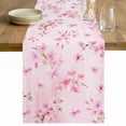 thumbnail image 1 of Pink Cherry Table Runner - 70 Inch Long Spring Botanical Blossoms Flowers Floral Cotton and Linen Blended Dress Scarves Farmhouse Table Runner for Kitchen Dining, Coffee Table, 13" x 70", 1 of 8