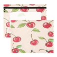 thumbnail image 1 of Pink Cherrys A4 Pencil Pouch 3 Ring Zipper Pencil Pouches Pencil Case for Binder Cosmetic Bag 2 Pack, 1 of 6