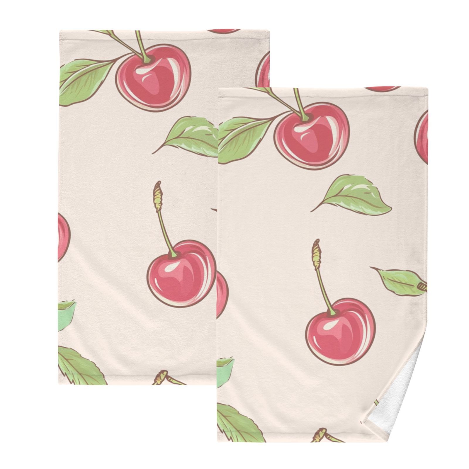 Pink Cherrys Hand Towels Cotton Bath Towels Large Face Towels Absorbent for Bathroom 2 Packs