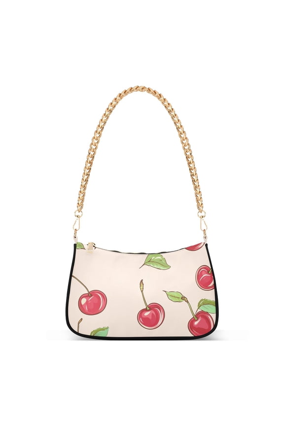 Pink Cherrys Women Handbags Shoulder Bag Cross Body Bag with Crossbody Strap Hobo Bags Chain Strap