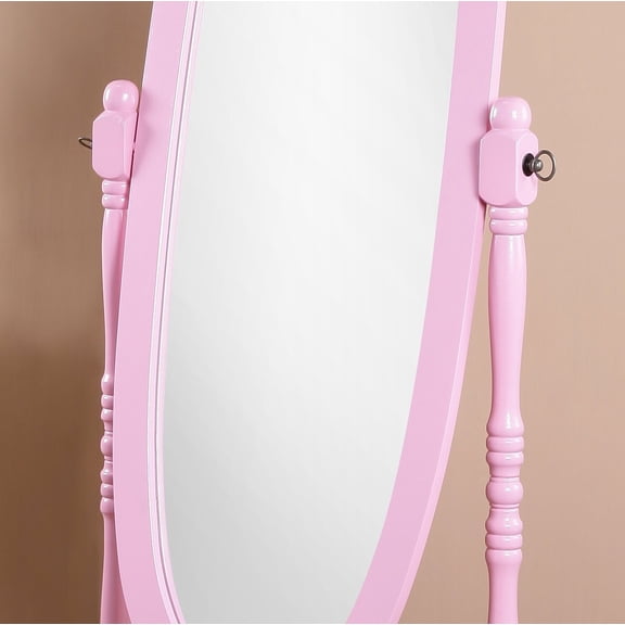 Pink Cheval Mirror for Bedroom, Full Length Wood Floor Mirror with Oval Frame, Traditional Queen Anna Style, 59.25 Inch Tall, Freestanding Dressing Mirror