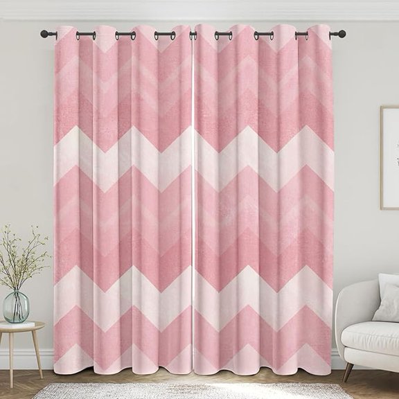 Pink Chevron Blackout Curtains, Abstract Geometric Zigzag Curtains for Bedroom Living Room, Modern Girly Window Drapes for Home Decor 42"W x 96"L (Pack of 2)