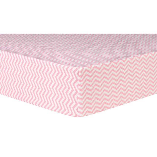 Pink Chevron Deluxe Flannel Fitted Crib Sheet