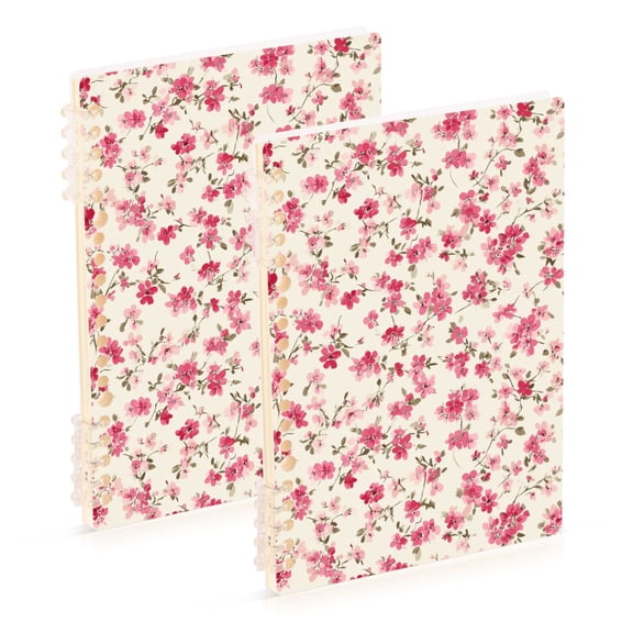 Pink Chic Florals Notebook Detachable Coil Notebook Diary Plan Book A5 Size 60 Pages 1 Pack