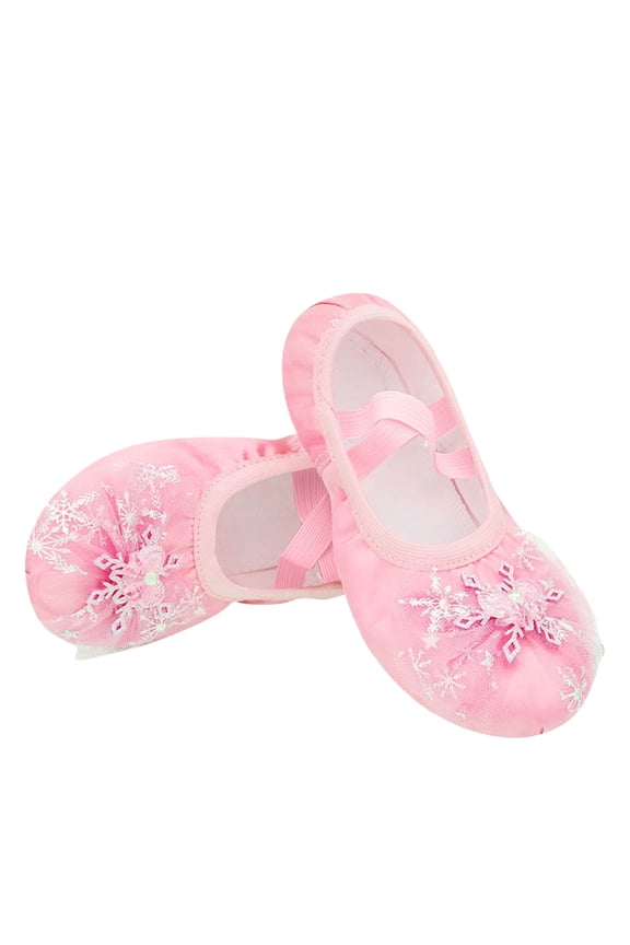 Pink Children Pointed Toe Canvas Dance Shoes Soft Sole Ballet Gymnastics Slippers Kids