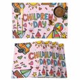 thumbnail image 1 of Pink Children's Day Placemats Set of 6 Car Tree Stars Modern Abstract Art Cartoon Place Mats Indoor Wipeable Table Mats Washable Dining Table Placemats for Kitchen Holiday Party Home Decor 13x19 Inch, 1 of 9