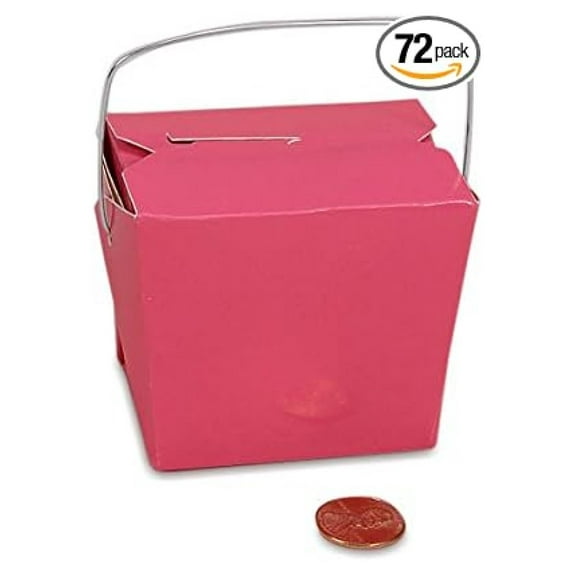 Pink Chinese Take out Boxes, 4 x 3.5 x 4 Inches, Pack of 72 Chinese Food Containers for Gifts or Favors, Wedding or Christmas Gift Box