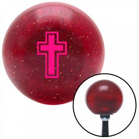 Pink Christian Cross Red Metal Flake Shift Knob with M16 x 1.5 Insert Shifter Auto