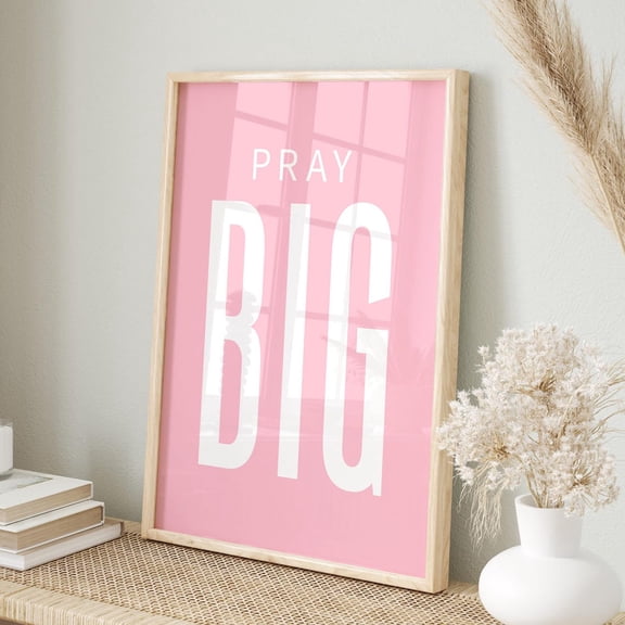 Pink Christian Wall Art, Pray Quote Print, Christian Girl Print, Prayer Room Decor, Cute Pink Pastel Bible Verse Wall Art Home Decor #1517, Unframed Canvas Size 12x18